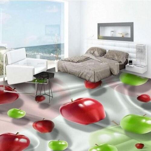 Beibehang Large custom flooring affixed green apple red apple fashion living room bedroom kitchen home 3D fashion floor