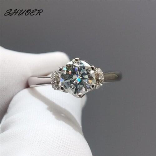 Classic 925 Sterling Silver Brilliant Cut 1 Carat Pass Diamond Tester D Color Moissnaite Princess Scarf Ring for Women Jewelry