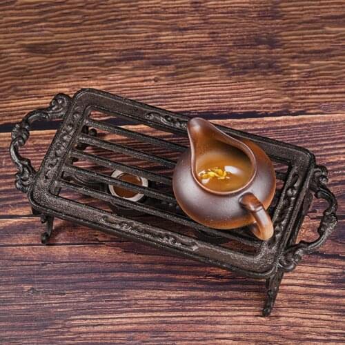 Japanese Style Cast Iron Candle Holder Coffee Milk Wine Warmer Heating Base Retro Iron Art Warm Tea Stove Teapot Trivets Teaware