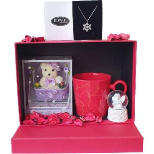 Edwol Zircon Cubic Zirconia Snowflake Necklace Gift Set