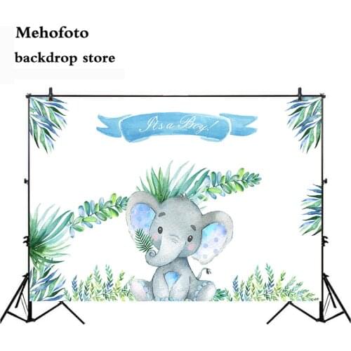 Mehofoto Elephant Boy Photography Backdrop Newborn Baby Shower Photo Background Birthday Party Banner for Decoration Props 245