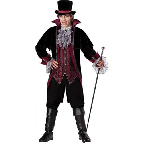 Halloween Male Adult Costume Horror Vampire Magician Earl of DeathcosplayParty Performances Dress