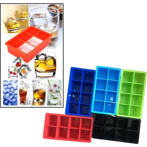 1Pcs Ice Cube Trays 8 Grids Silicone Square Ice Cube Mold Pudding Making Mold Jelly Maker Ice Mold for Bars Home Kitchen