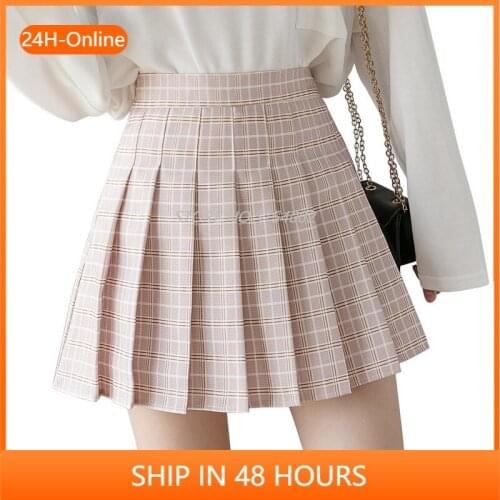 Summer Women Skirts 2021 New Korean High Waist Plaid Mini Skirt Women School Girls Sexy Cute Pleated Skirt with Zipper