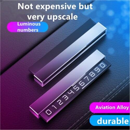 Metal Car Temporary Parking Card Mobile Phone Number Plate Pushable Creativity Luminous Auto Interior Bracket Car-styling