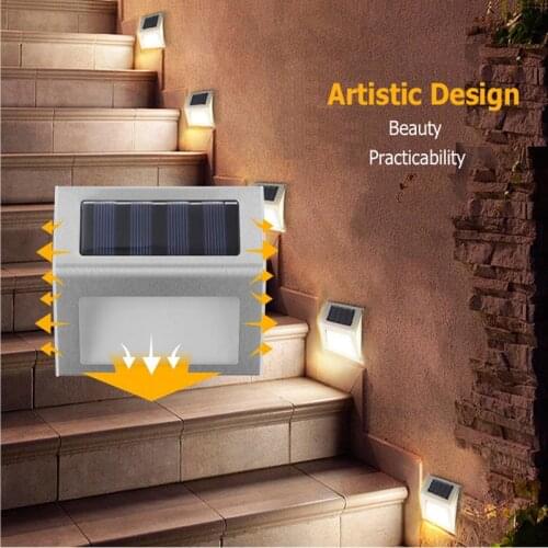 4/8pcs LED Solar Lamp Path Stair Outdoor Waterproof Wall Light Garden Landscape Step Stair Deck Lights Balcony Fence Solar Light