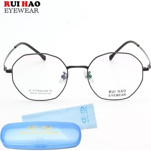 Polygon Eyeglasses Frame Retro Design Unisex Glasses Optical Titanium Eyeglasses Popular Spectacles 95107