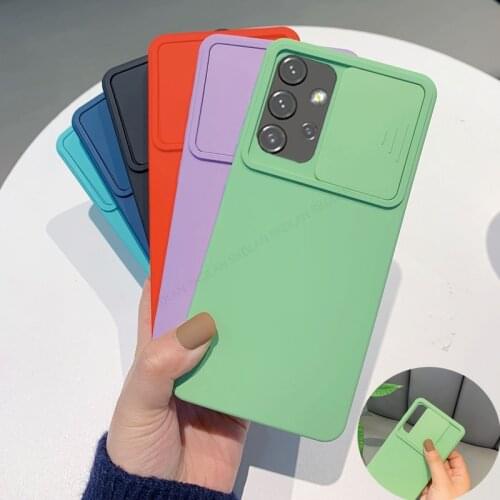 Soft silicone TPU phone cover for Samsung Galaxy A52 A32 M31S Slide Camera Lens Protection Phone Case for samusng a12 a02s m31s