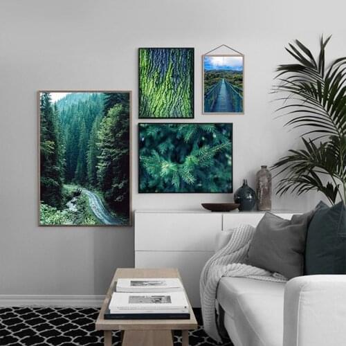 Mountain Lake Forest Bridge Landscape Picture Scandinavian Poster Scenery Nature Canvas Wall Art Print Painting Nordic Decoation