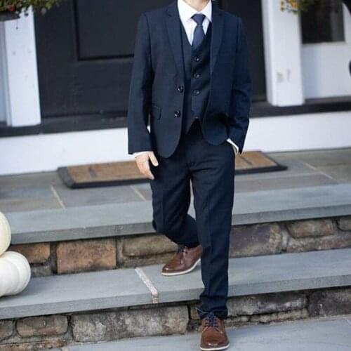 New Custom Made Kid Suits Fashion Beautful High Quality Dark Blue Lapel Suits Kid Slim Fit Tuxedo For Wedding Dinner Party Suits