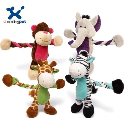 Charmingpet pet dog toys Giraffe Monkey zebra Elephant pet training Squeak Toys