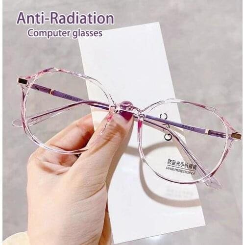 Women Men Anti Blue Light Myopia Glasses -1.0-1.5-2.0 To -4.0 Round Eyeglasses Prescription Finished Shortsighted Eyewear