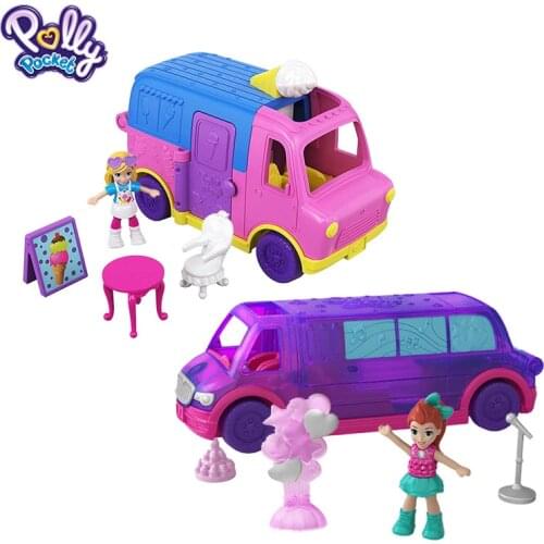 Genuine Polly pocket Mini Polly Pocket Car Treasure Box Set Molly Garment Bag Girl Toy Gift