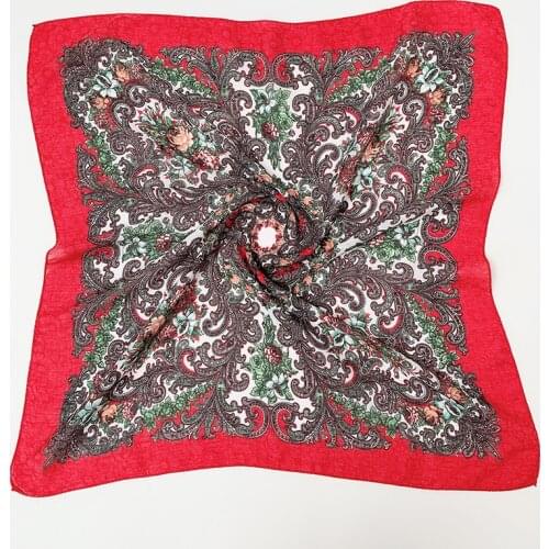 70*70cm Russian Style Square Scarf Women Floral Printed Shawl Scarves Head Cover Hijab Bandana Ladies Handkerchief Wraps
