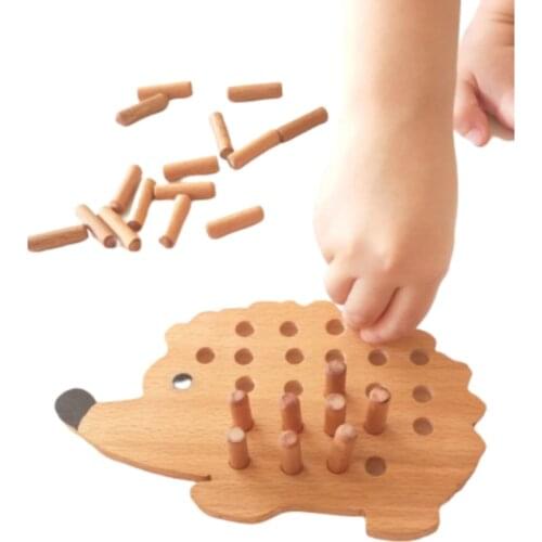 Pluggable Wooden Hedgehog Montessori Toy- Montessori Toy-Completely Natural Wooden Educational Toy-Handmade Healthy Toy