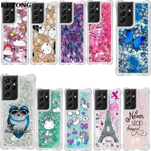 Shockproof Phone Case for Samsung Galaxy S21 Ultra Plus Note 20 4G 5G S20 Lite Shell Soft Silicone Quicksand Protection Cover