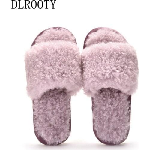 Women Flips Flops Autumn Winter Warm Fur Shoes Woman Slippers Fashion Solid Casual Platform Female Slides Flat Comfortable