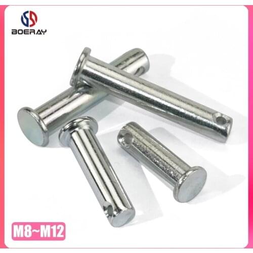 M8 M10 M12 Clevis Pins with Head Carbon Steel with Zinc Plat Shaft Flat Head with Hole Positioning Pins Cylindrical Pin Bolt Pin