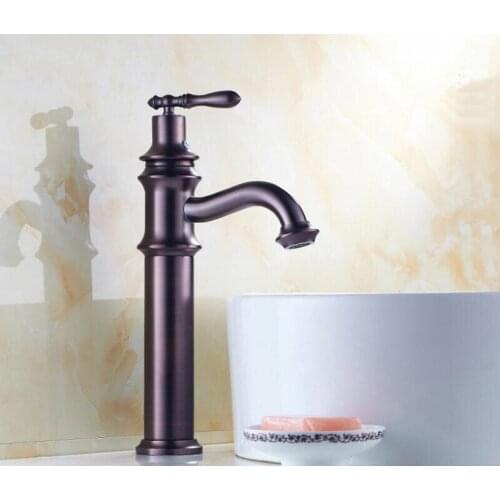 Bathroom wash basin faucet mixer with pull out,Oil Rubbed Bronze single hole water tap kitchen, Copper sink basin faucet antique