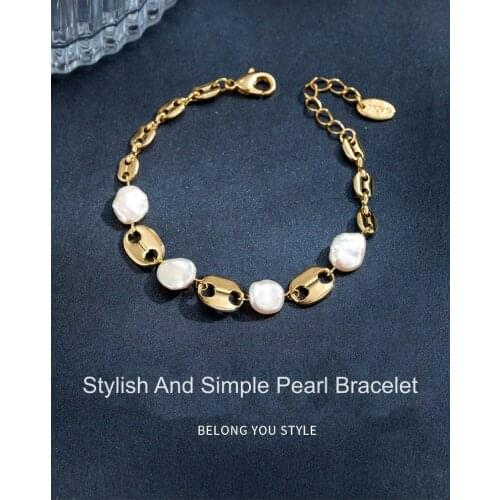 Stylish Pearl Bracelet Geometric Round Metal Chain Modeling Love Gifts For Women Exquisite Packaging Jewelry Wholesale Cute