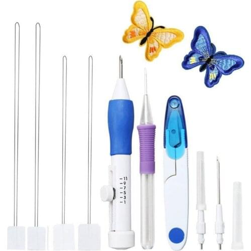 Embroidery Stitching Punch Needle Tool Sets Magic Embroidery Stitching Punch Pen With Case DIY Craft Sewing Tool for Embroidery