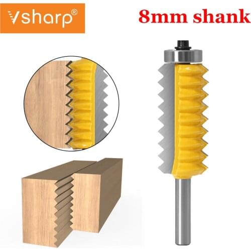 Vsharp 8mm Shank Tenon Woodwork Cone Tenoning Bit Finger Joint Glue Milling Cutter Raised panel V joint Router Bits for Wood