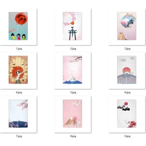 Japanese Door Curtains Mount Fuji Cherry Home Decor Bedroom Kitchen Linen Curtain Custom curtain