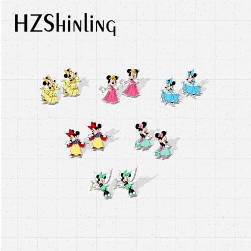2021 New Arrival Cute Mickey Minnie Mouse Princess Cosplay Epoxy Handcraft Jewelry Acrylic Stud Earrings