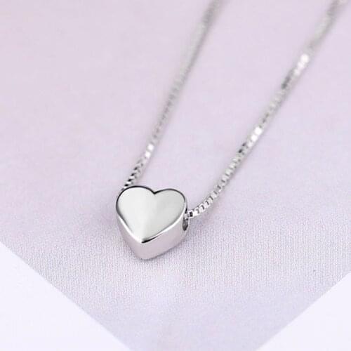 Women Fashion Minimalist Smooth Love Heart Necklace Silver Color Geometric Choker Necklace Wedding Jewelry Accessories Gifts
