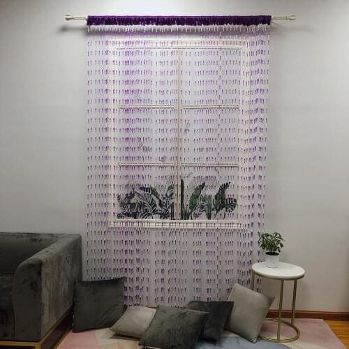 ZiDeTang String Acrylic Bright Button Beaded Home Decor Door Curtain Fringe Tassel Room Divider Curtain Panel Window Fly Screen