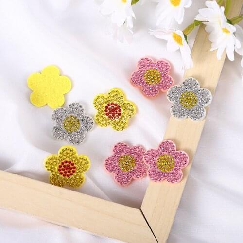 10pcs/bag Non-woven Fabric Hot Drilling Flower Pattern Cloth Stickers Clothing Hairpin Handmade Diy Accessories Jewelry