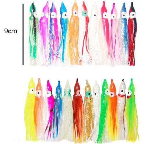 100pcs 9cm Mixed Color Soft Silicone Fishing Lures Plastic Octopus Squid Skirt Fishing Lure Saltwater Octopus Bait For Fishing