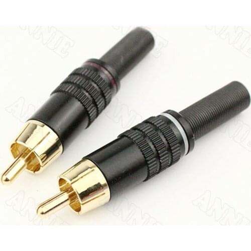 100pcs/lot RCA Gold Plated Needle For Gold Snack Full Black AV Socket