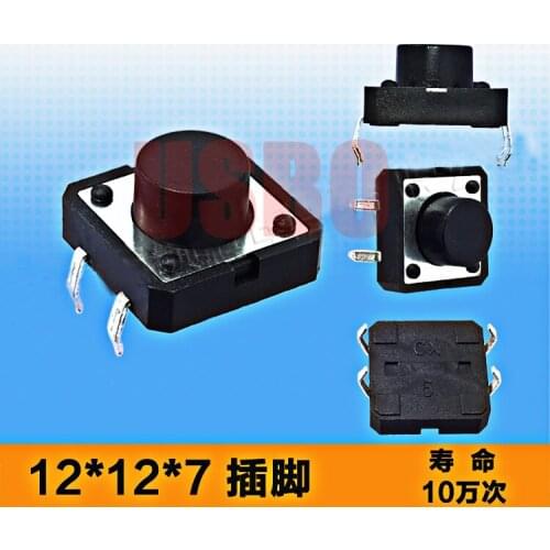12*12*7/6.5/6/5.5/5mm Height Micro Touch Tact Switch Brass Hand Push Button Switch Sentitive 4Foots Black