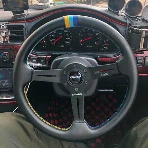 14 inch vertex steering wheel with 3-color stitching leather steering wheel racing steering wheel