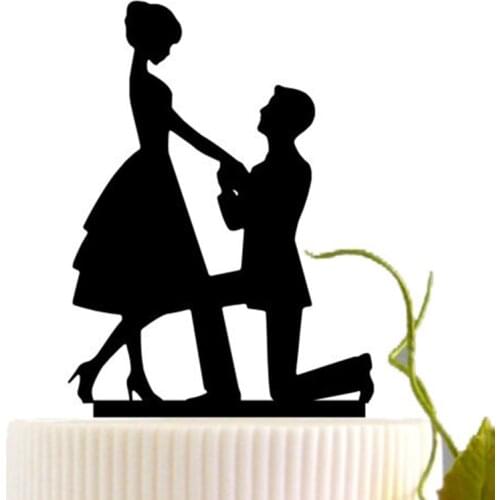 2020 Acrylic Wedding Cake Topper Black Bride Groom Mr Mrs Cake Decorations for Anniversary Wedding Propose Party Cake Supplies
