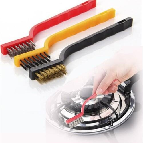 3Pcs/Set Gas Stove Cleaning Wire Brush Kitchen Metal Rust Cleaning Brush Copper Wire Gas Stove Accessories Pipes Cleaning Tools