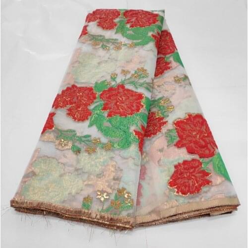 5yards/pc) Very beautiful flowers jacquard brocade tulle lace soft African net lace fabric for party dress 11 colors FL3964