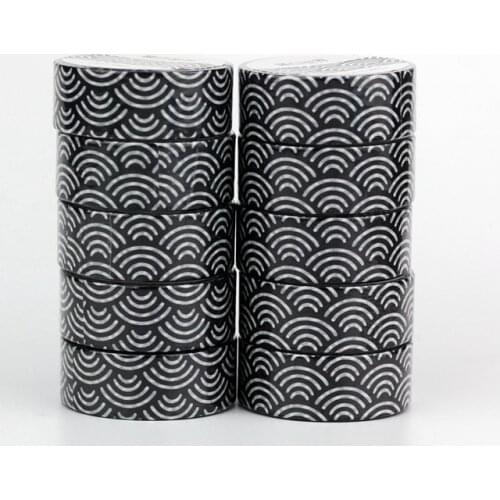 NEW 10pcs/Lot Decorative Black and White Waves Japanese Washi Tapes for Bullet Journal Adhesive Masking Tape Cute Stationery
