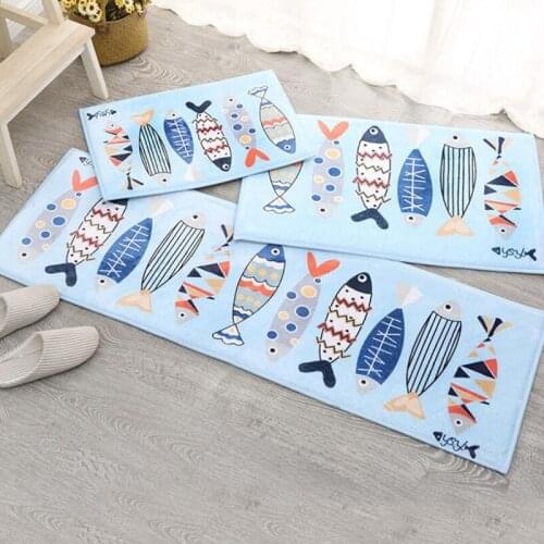 Long Flannel Door Mat Printed Kitchen Carpet Anti-Skid Mat Entrance Doormat Floor Mat Water Absorption Bathroom Mat Rug Tapete