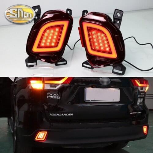 For Toyota Highlander 2015 2016 2017 2018 Multi-function Car LED Rear Bumper Reflector Fog Lamp Brake Light Turn Signal light