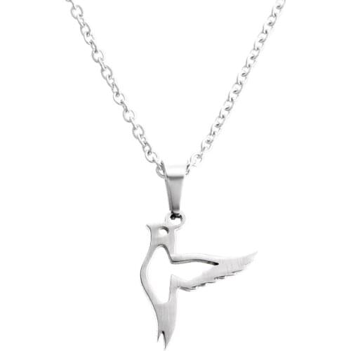 Everfast 1pc Stainless Steel Necklaces Cute Flying Pigeon Bird Pendant Women Chokers Statement Hummingbird Necklace Lucky Gift