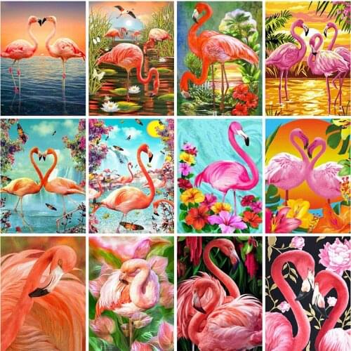 EverShine Diamond Mosaic Animals Cross Stitch Diamond Painting Full Square Flamingo Picture Rhinestones Handmade Home Decor