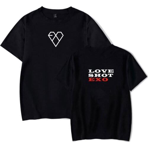 EXO Kpop korean Pink cotton T shirt Women K-pop Hip Hop Short sleeves Tshirts Women/Men new streetwear loose Harajuku Tees tops