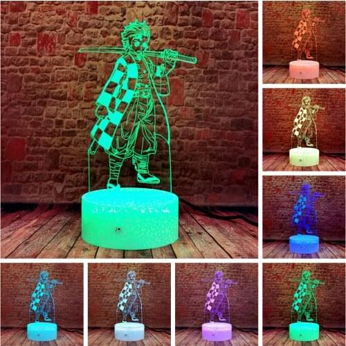 Kamado Tanjirou Figuras 3D Illusion LED Nightlight 7 Colors Change Lamp Japan Manga Demon Slayer Anime action & toy figures