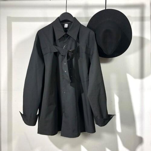 Owen seak Men Casual Shirt Gothic Mens Clothing Hip Hop Tops Tees Autumn Oversized High Streetwear Long Sleeves Black Shirt