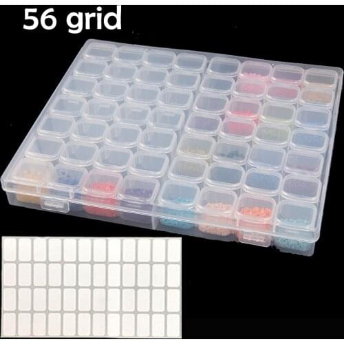Diamond Painting Tool 56/28 Cells Plastic Storage Box Stickers Funnel Kits for Diamond Painting Embroidery Accessories Bead Case
