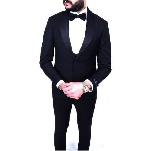 Jan Carlucci Shawl Collar Groom Suit Jacket-Vest-Pants-Shirt-Bowtie