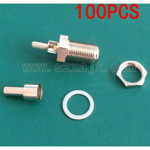 JX(JX) wholesale 100pcs F female Crimp straight connector for RG316 RG174 LMR100 cable free shipping