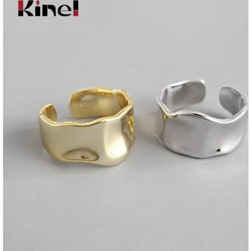 Kinel 925 sterling silver European and American jewelry simple irregular concave-convex ring fashion tide flow open ring
